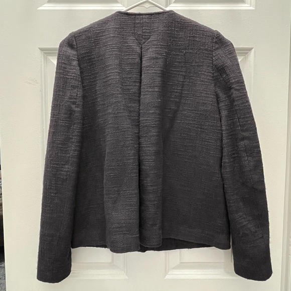 H&M Charcoal Textured Tweed Jacket Blazer with Gold Details - Picture 4 of 8